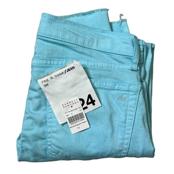 Rag & Bone Dre Capri Distressed Jeans Custom Hand Dye Aqua Blue SZ 4 NWT - Picture 6 of 12